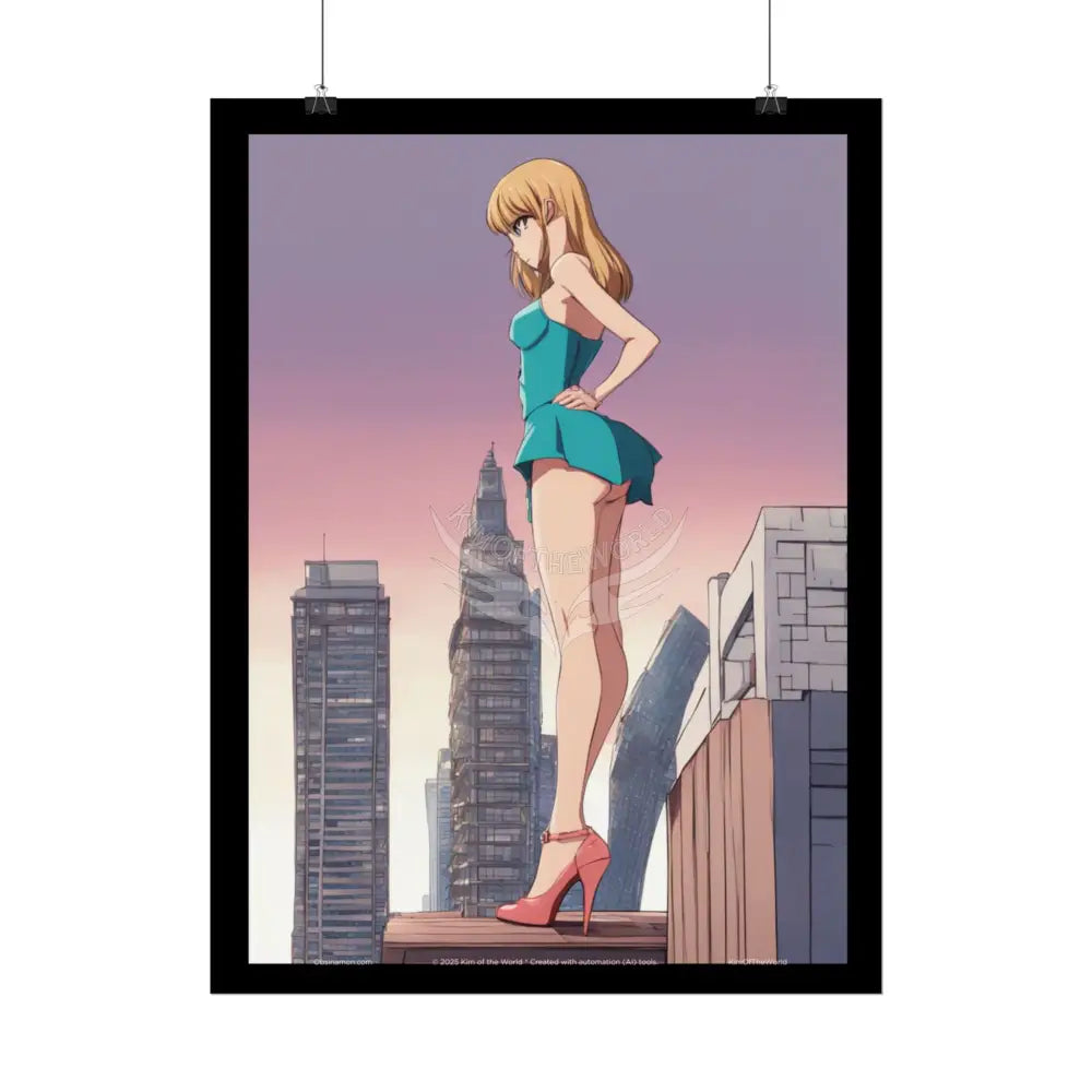 Anime Tall Girl Naughty Giantess Sexy Skimpy Fashion Fun Stiletto Fetish Poster — 3D Lingerie Stiletto Lady Art Print