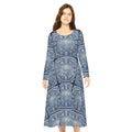 Antique Floe Blue II Wallpaper Print Dress – Women’s Long Sleeve AOP L All Over Prints