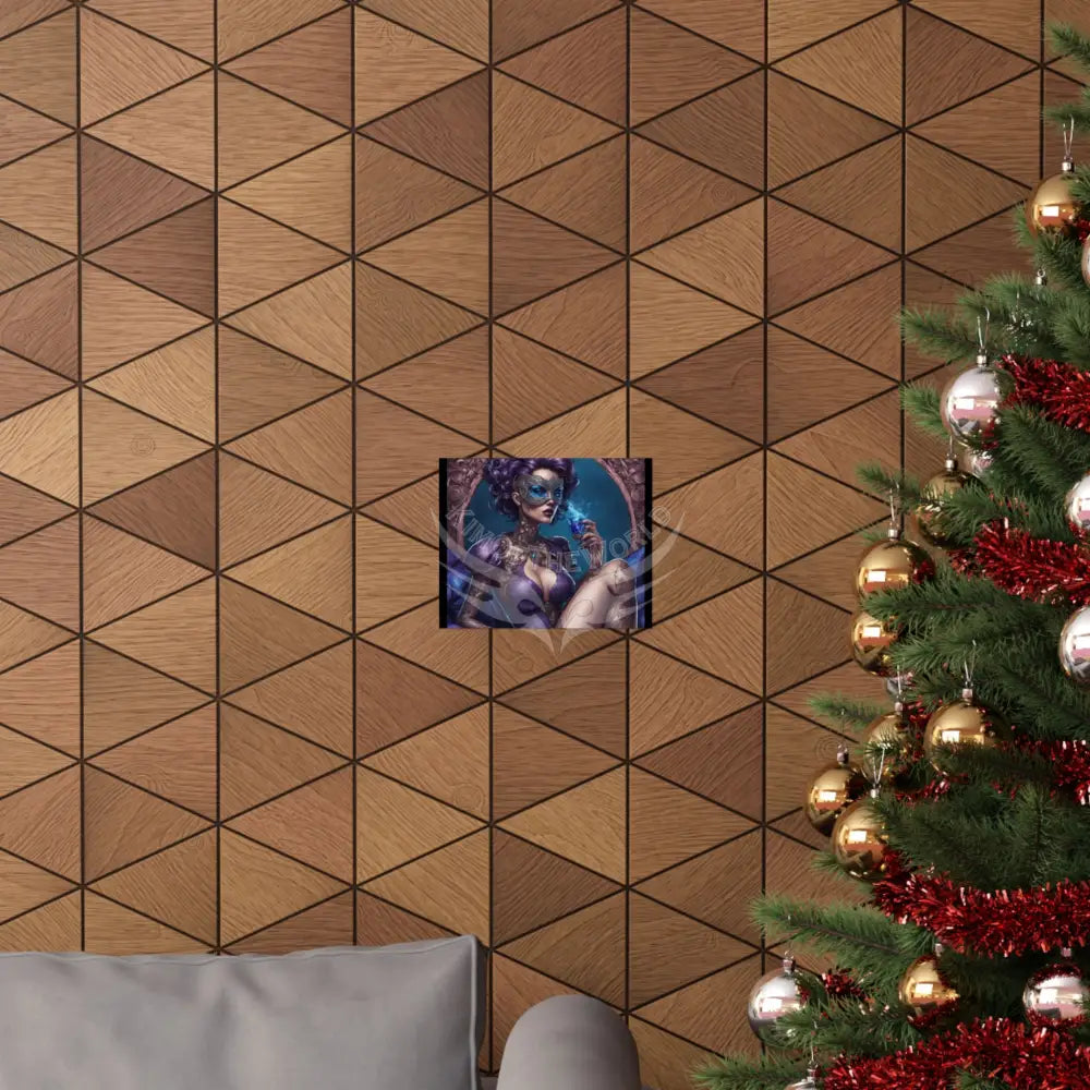 Art Nouveau Retro Pin-Up Poster — Gothic Tattoo Iridescent Vintage Ladies Smoking EyeMask Cat Lady Stiletto Fetish