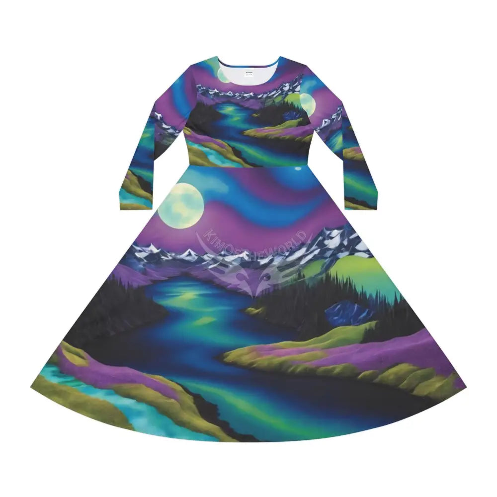 Aurora Night Landscape Dance Dress – Women’s Long Sleeve AOP L All Over Prints