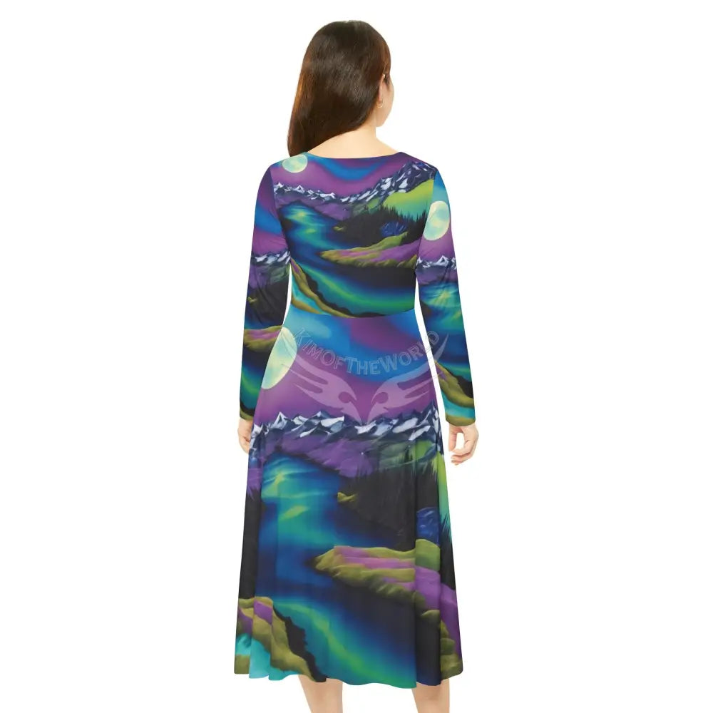 Aurora Night Landscape Dance Dress – Women’s Long Sleeve AOP L All Over Prints
