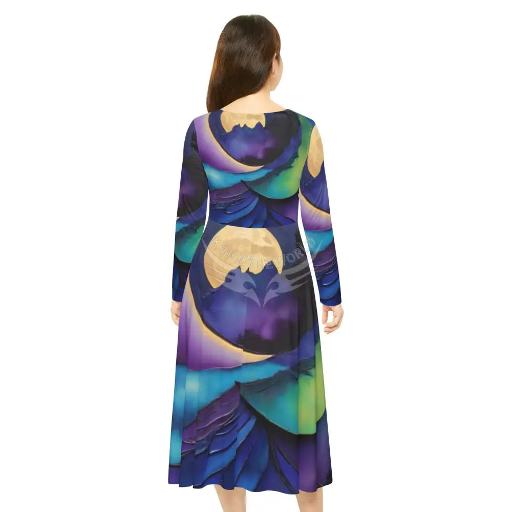 Aurora Night Moon Landscape Dance Dress – Women’s Long Sleeve AOP L All Over Prints