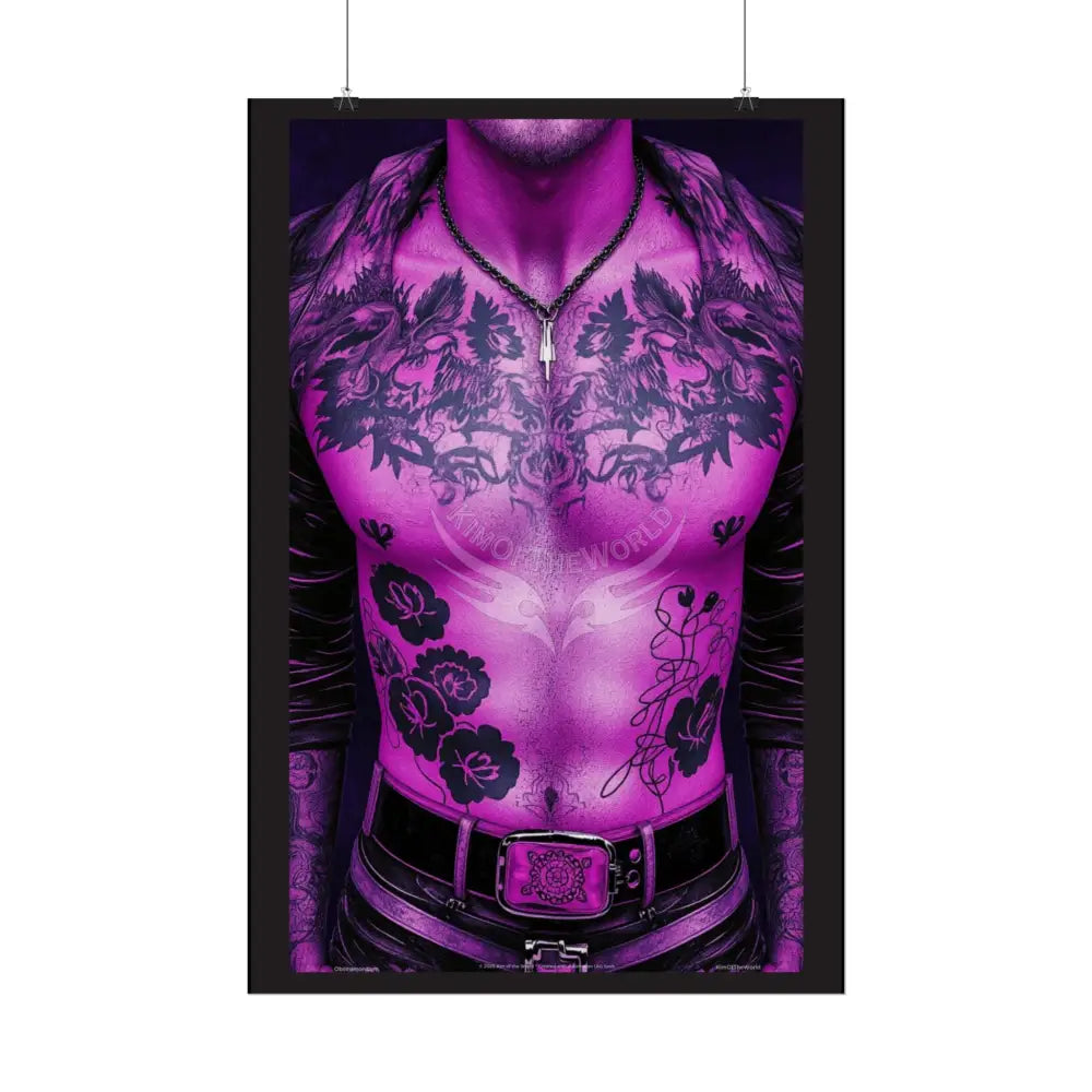 Bad Boy Vaporwave Tattooed Men - Sexy Handsome Man Rolled Poster Poster
