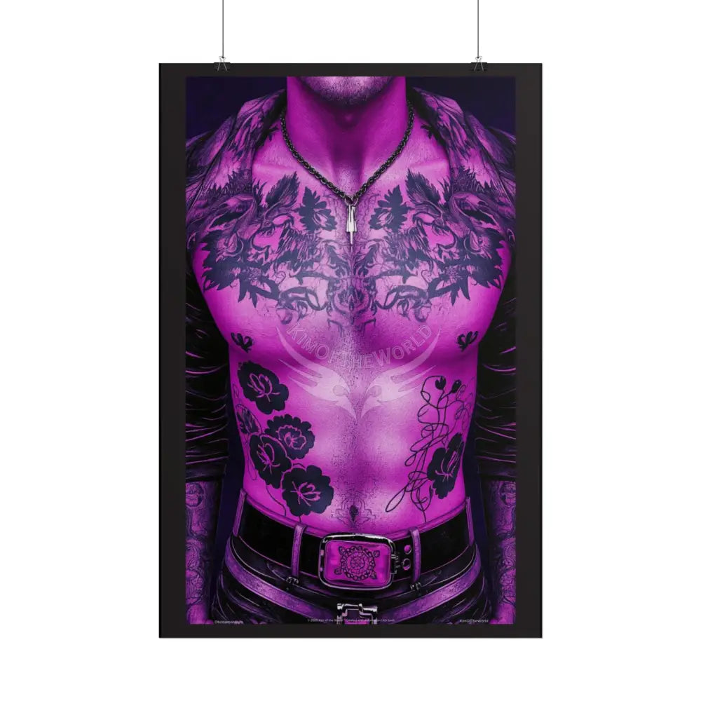Bad Boy Vaporwave Tattooed Men - Sexy Handsome Man Rolled Poster Poster
