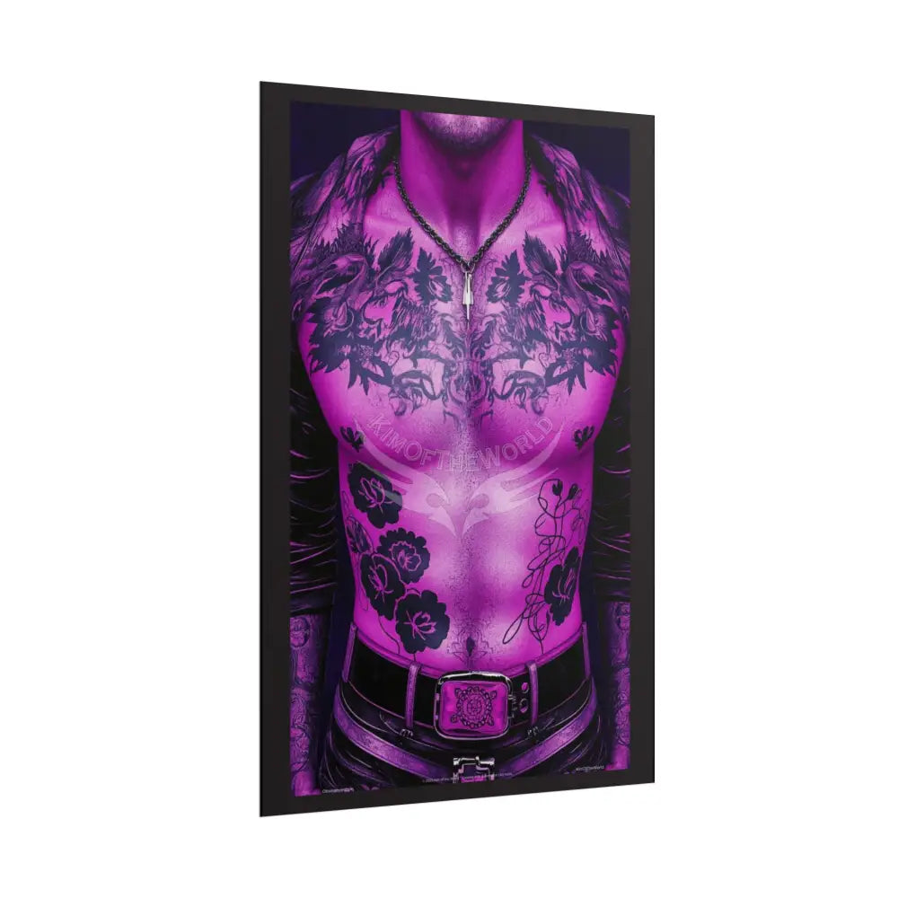 Bad Boy Vaporwave Tattooed Men - Sexy Handsome Man Rolled Poster Poster