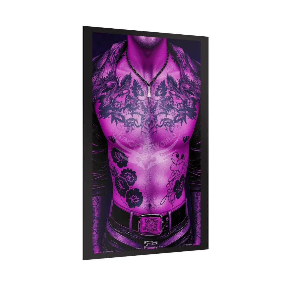 Bad Boy Vaporwave Tattooed Men - Sexy Handsome Man Rolled Poster Poster