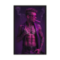 Bad Boy Vaporwave Tattooed Men - Sexy Smoking Handsome Man Rolled Poster 20″ x 30″ (Vertical) / Semi Glossy Poster