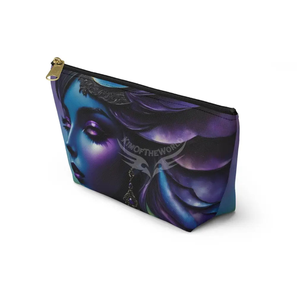 Baroque Floral Accessory Pouch — Green & Gold T‑Bottom Cosmetic Bag Bags