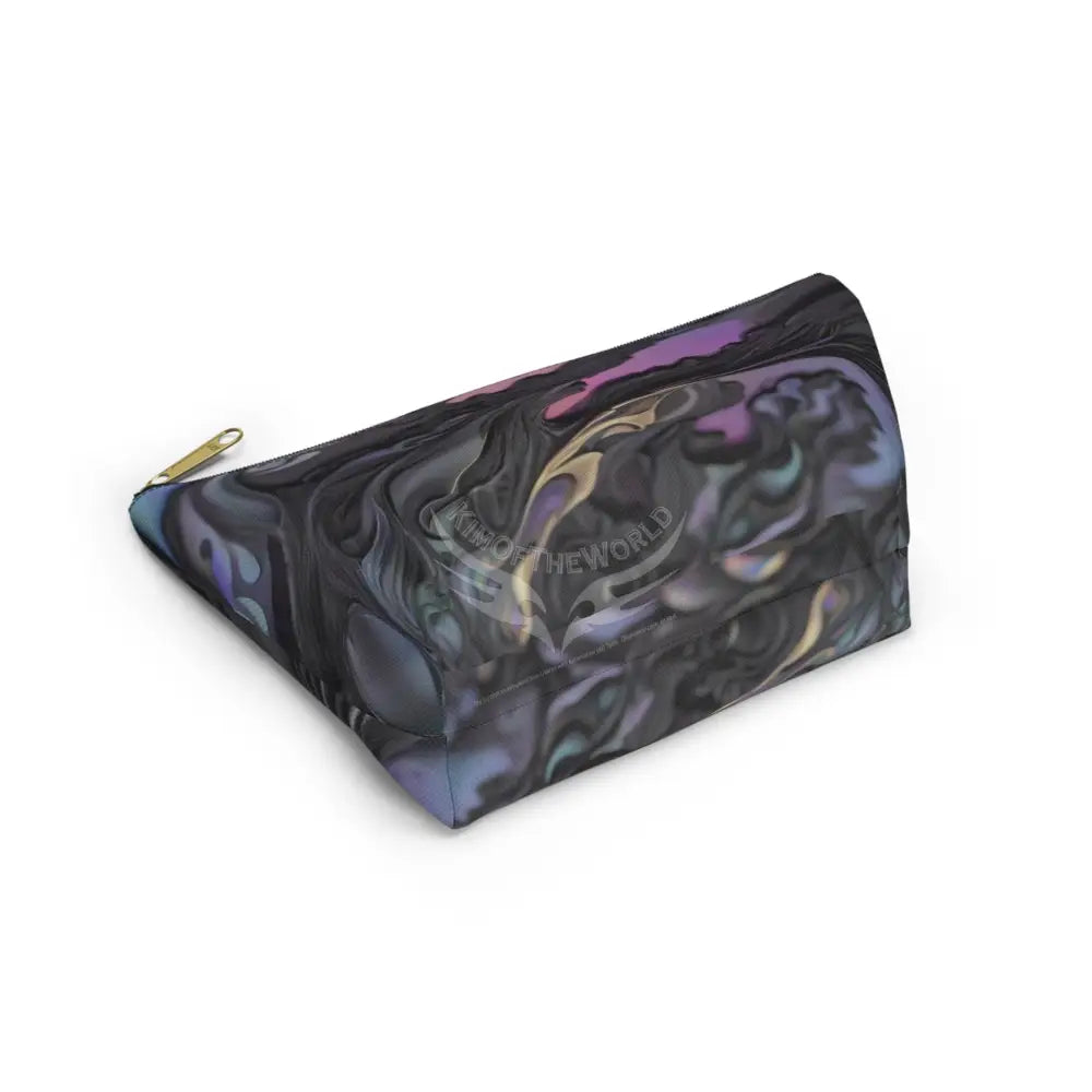 Baroque Floral Accessory Pouch — Green & Gold T‑Bottom Cosmetic Bag Bags