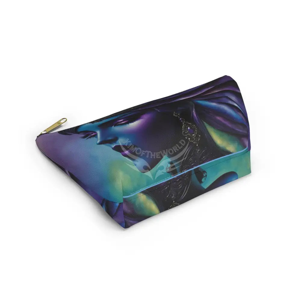Baroque Floral Accessory Pouch — Green & Gold T‑Bottom Cosmetic Bag Bags