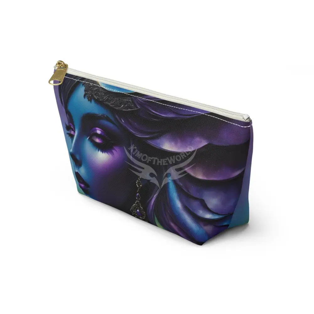 Baroque Floral Accessory Pouch — Green & Gold T‑Bottom Cosmetic Bag Bags