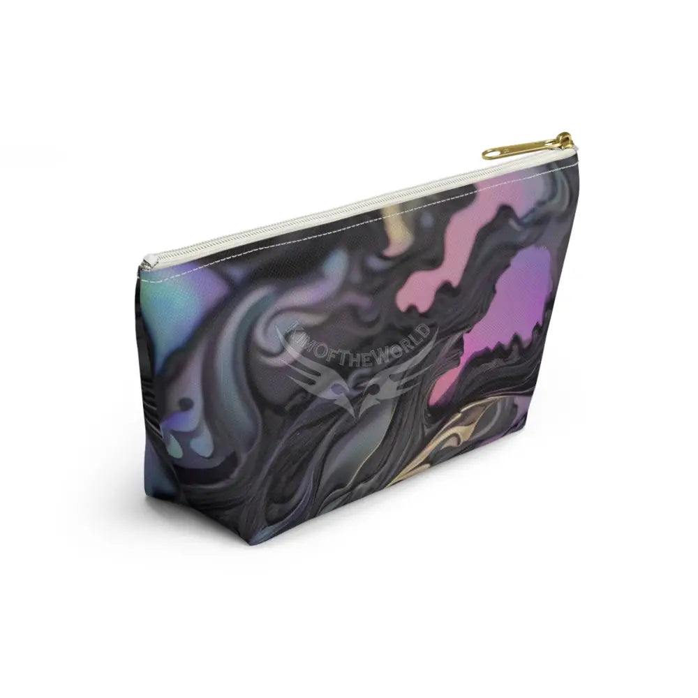 Baroque Floral Accessory Pouch — Green & Gold T‑Bottom Cosmetic Bag Bags