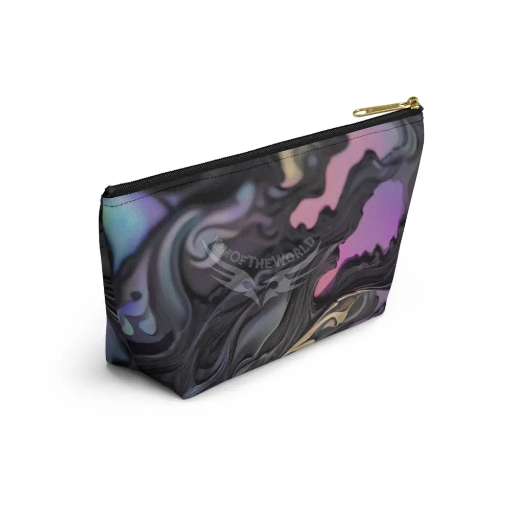 Baroque Floral Accessory Pouch — Green & Gold T‑Bottom Cosmetic Bag Bags