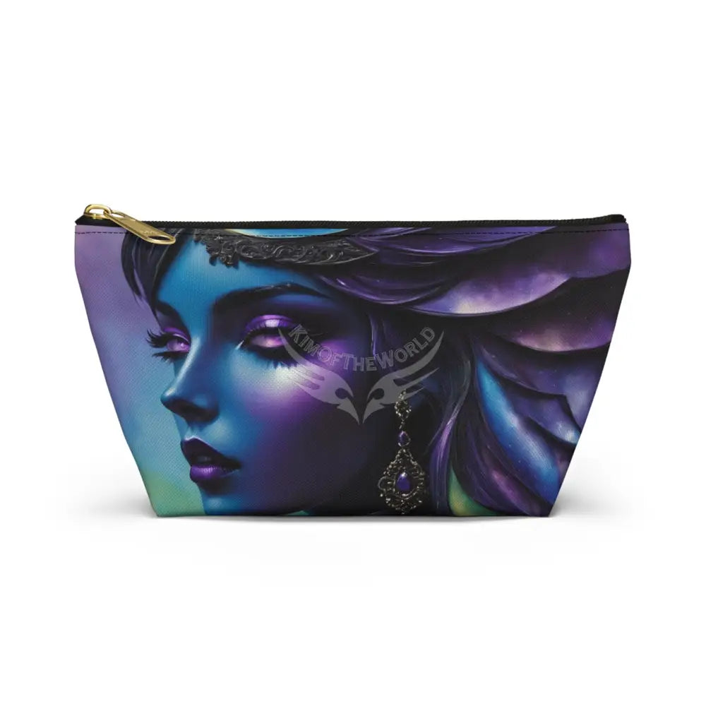 Baroque Floral Accessory Pouch — Green & Gold T‑Bottom Cosmetic Bag Small / Black zipper Bags
