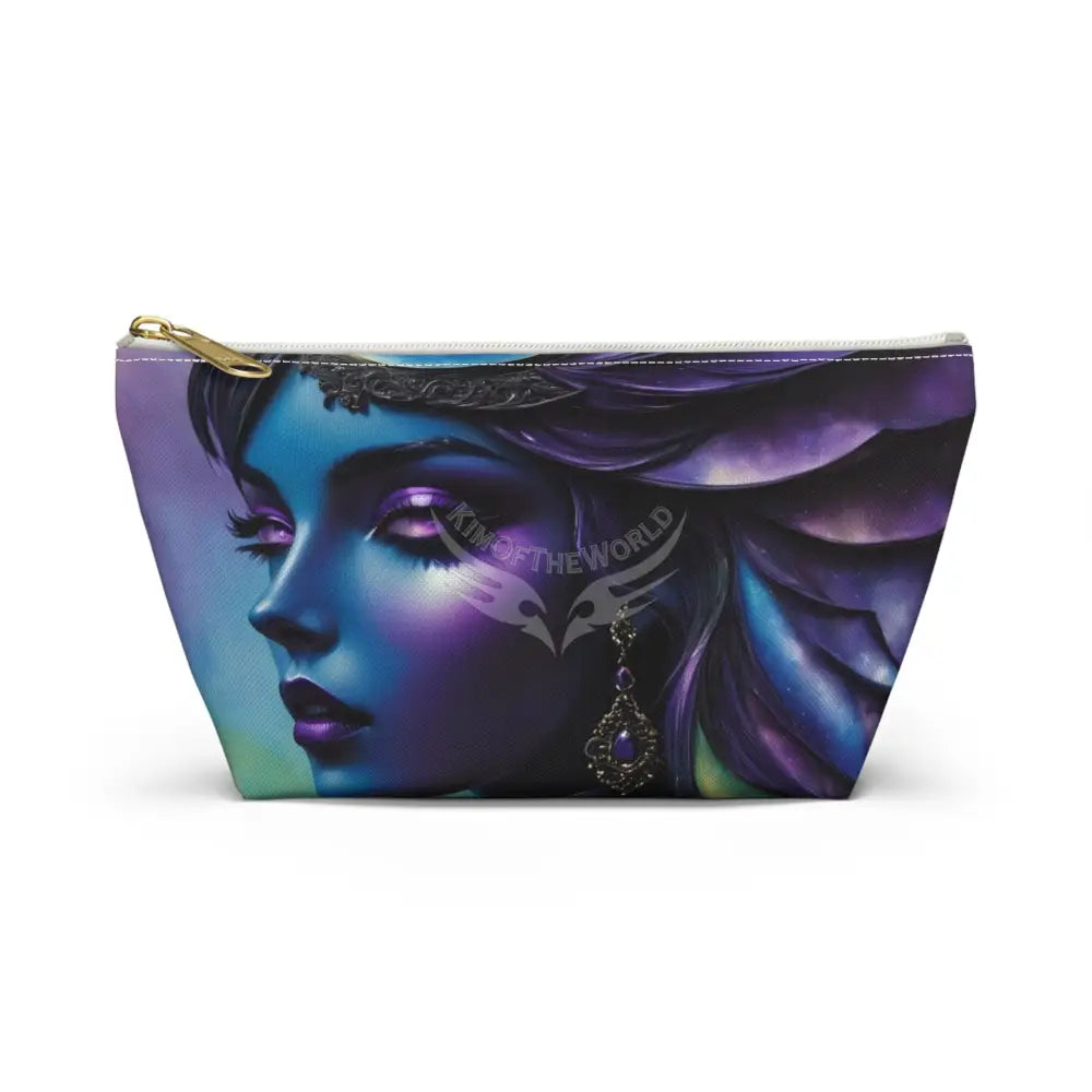 Baroque Floral Accessory Pouch — Green & Gold T‑Bottom Cosmetic Bag Small / White zipper Bags