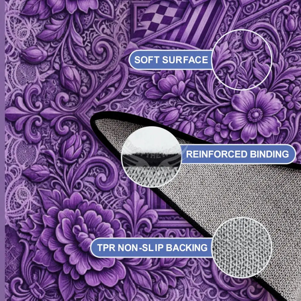 Beautiful Vibrant Purple Geometric Floral Large Area Rug Floor Carpet 10 ft x 8. ft 120’’x96’’ Rugs & Mats