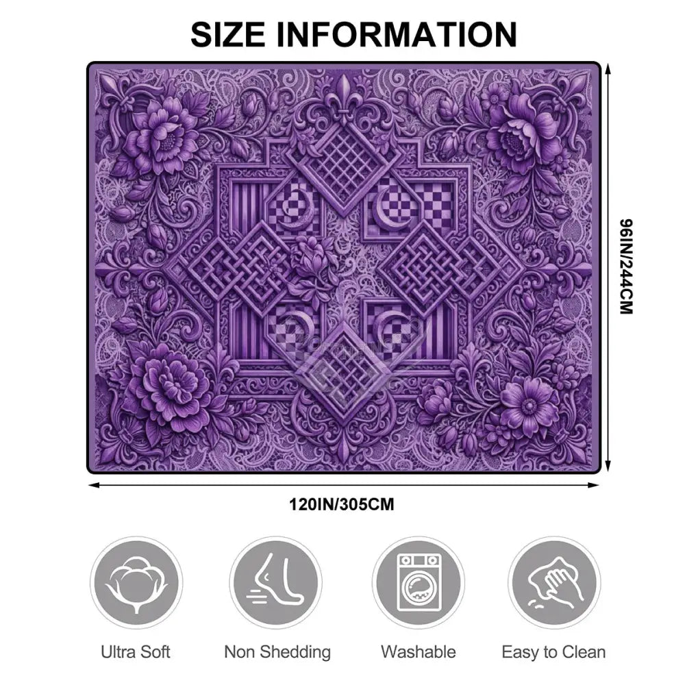 Beautiful Vibrant Purple Geometric Floral Large Area Rug Floor Carpet 10 ft x 8. ft 120’’x96’’ Rugs & Mats