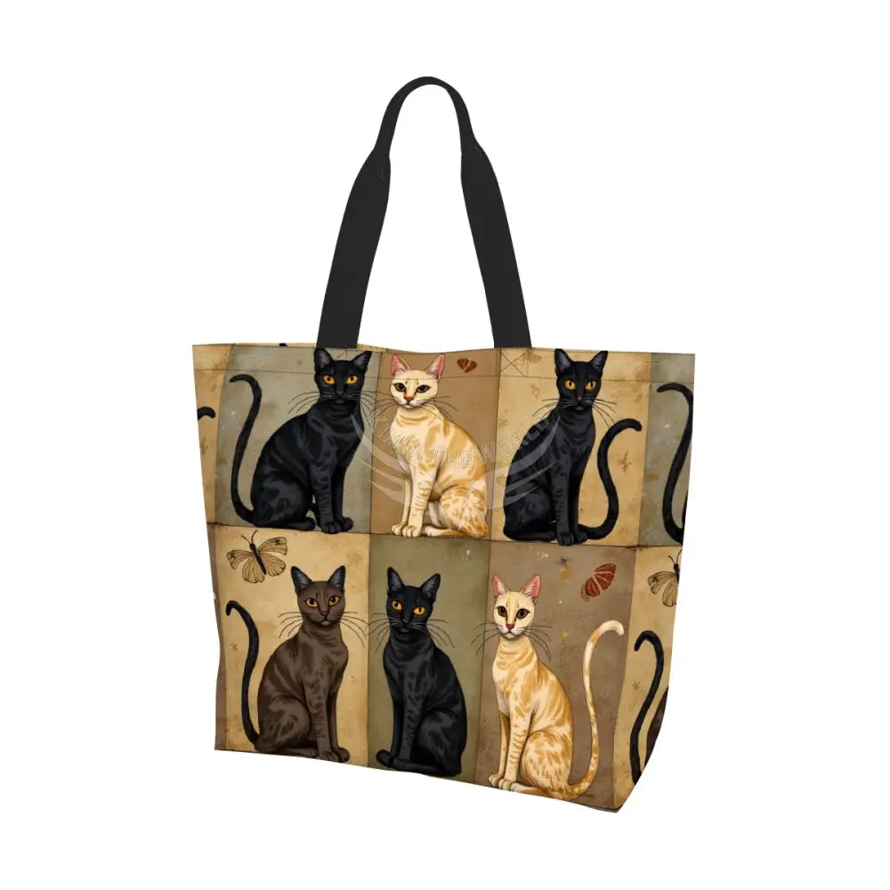 Beige and Black Cat Women’s Large Capacity Shoulder Bag 19.7’’x15.7’’x5.9’’ Handbag
