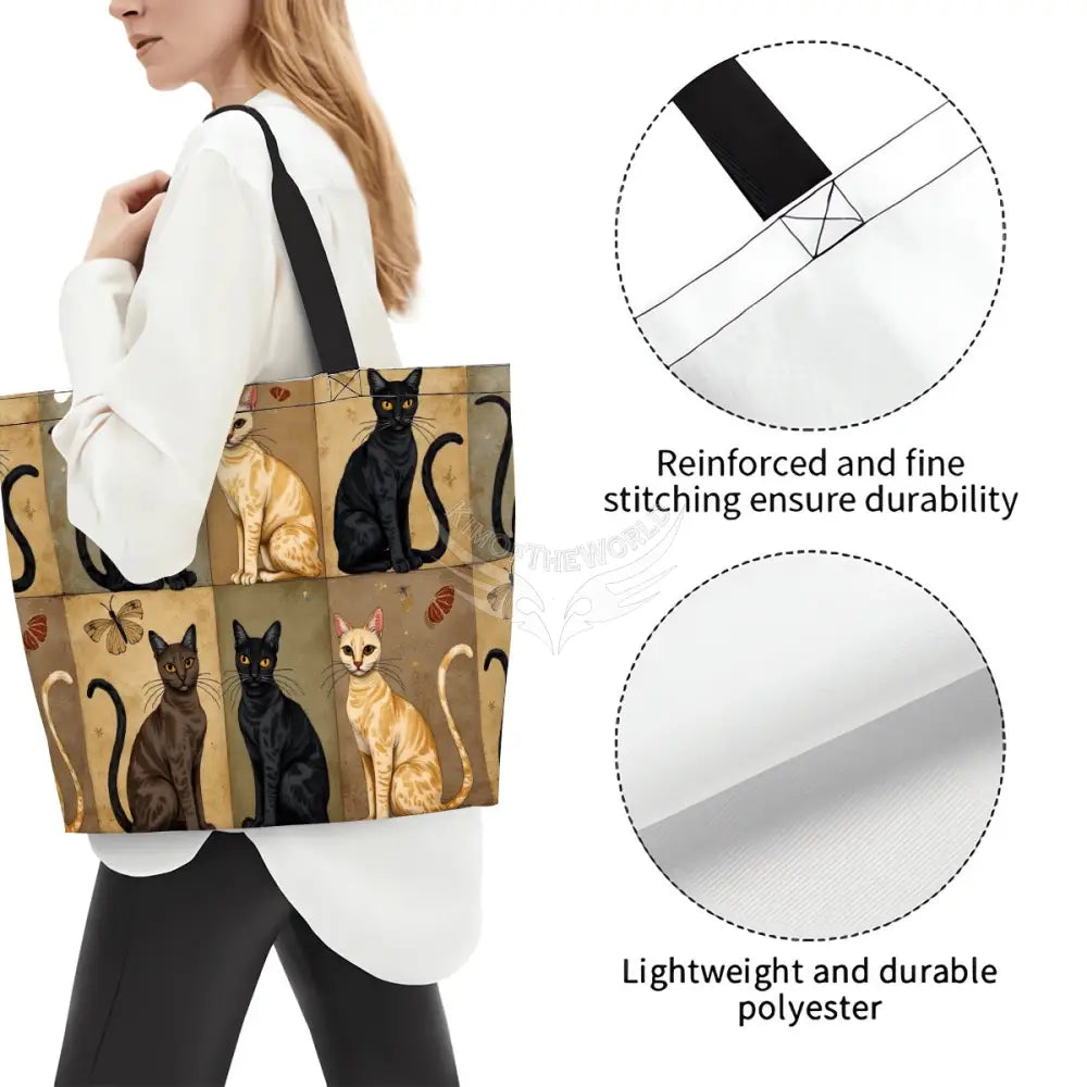 Beige and Black Cat Women’s Large Capacity Shoulder Bag 19.7’’x15.7’’x5.9’’ Handbag
