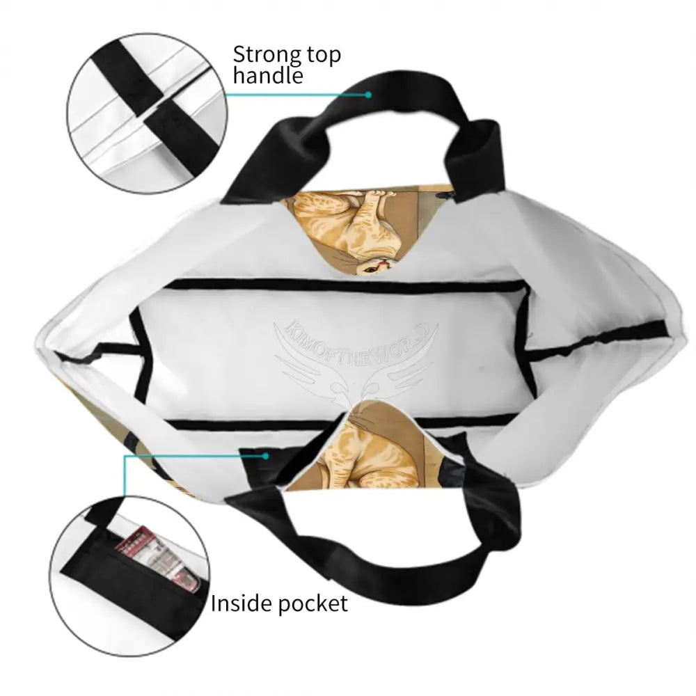 Beige and Black Cat Women’s Large Capacity Shoulder Bag 19.7’’x15.7’’x5.9’’ Handbag