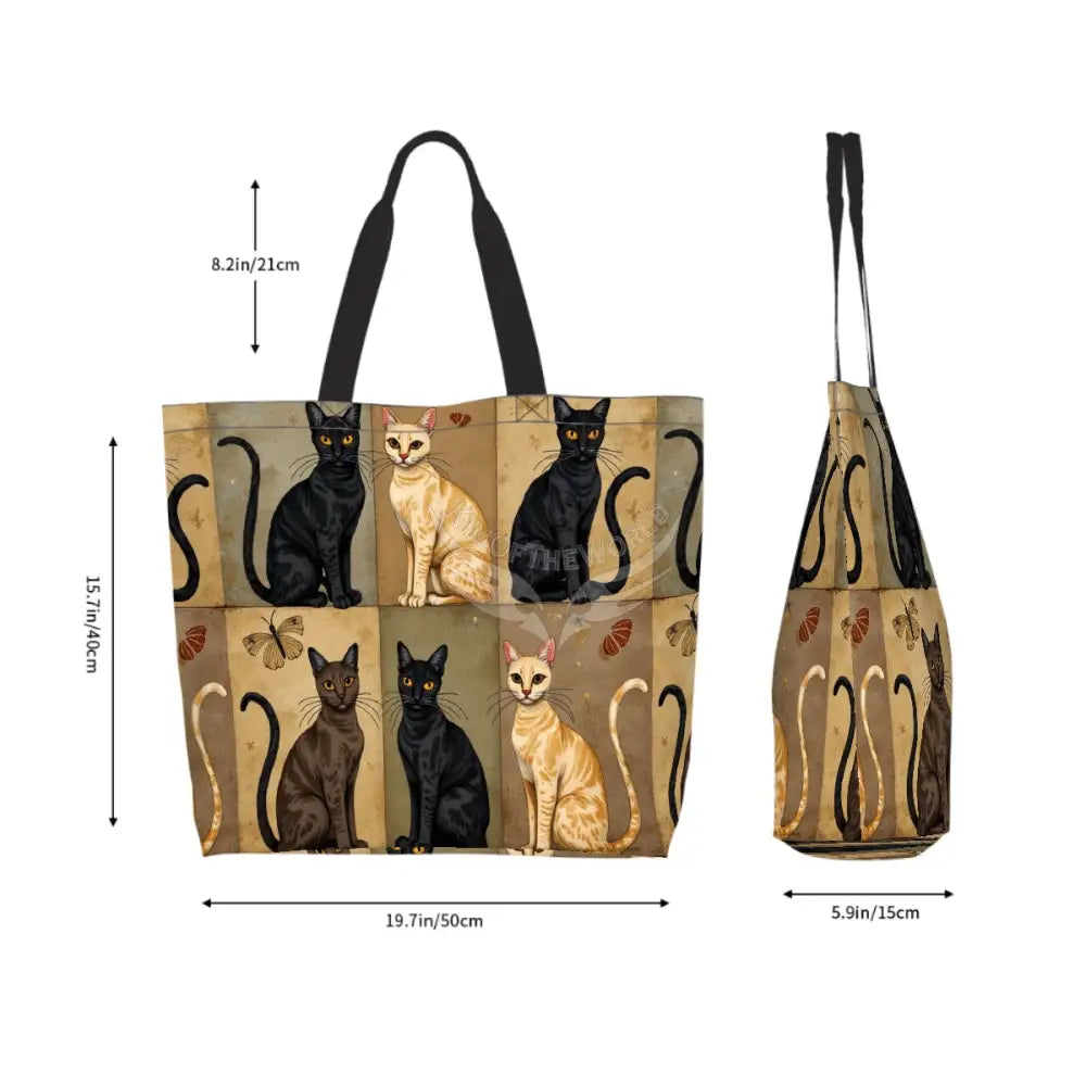 Beige and Black Cat Women’s Large Capacity Shoulder Bag 19.7’’x15.7’’x5.9’’ Handbag