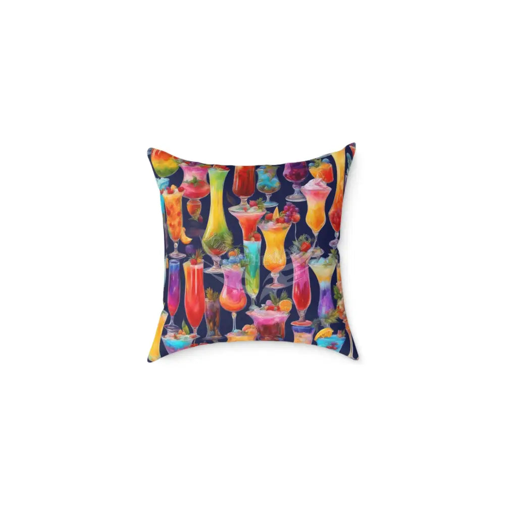 Beverages Square Canvas Pillow — Cute Orange Space Design 16’’ × 16’’ Home Decor