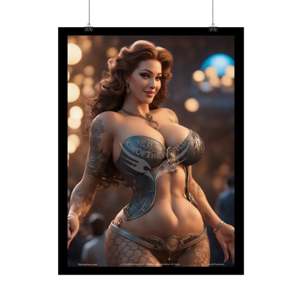 Big Busty AI Girls Empowered Tattooed Lady Sexy Confident Ladies Poster — Boudoir Fashion Wall Print (Adults Only)