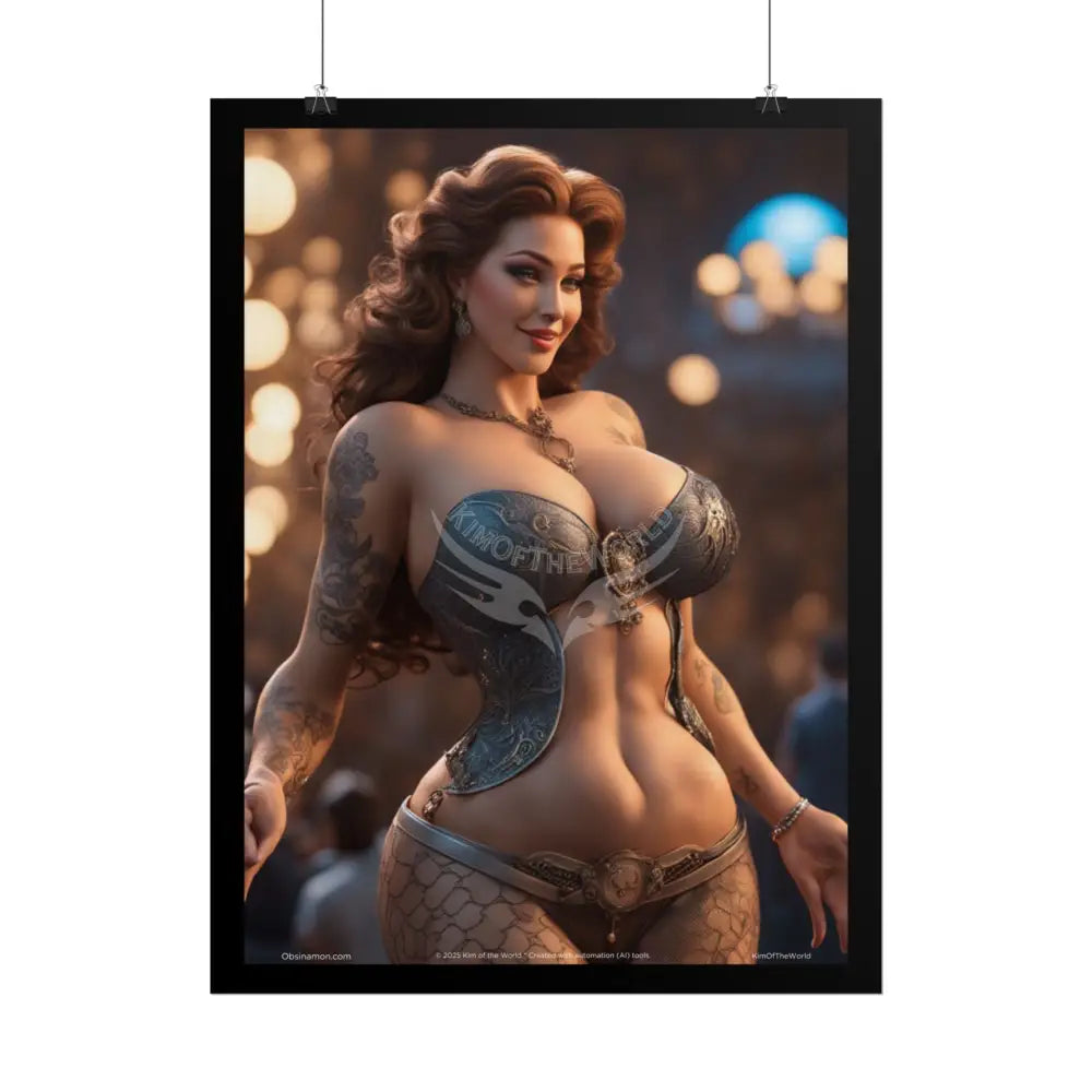 Big Busty AI Girls Empowered Tattooed Lady Sexy Confident Ladies Poster — Boudoir Fashion Wall Print (Adults Only)