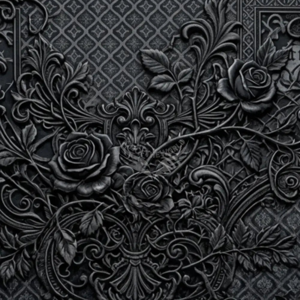 Black 3D Floral Unpasted Mural Wallpaper 144’’x100’’ 144’’x100’’ Wall Coverings