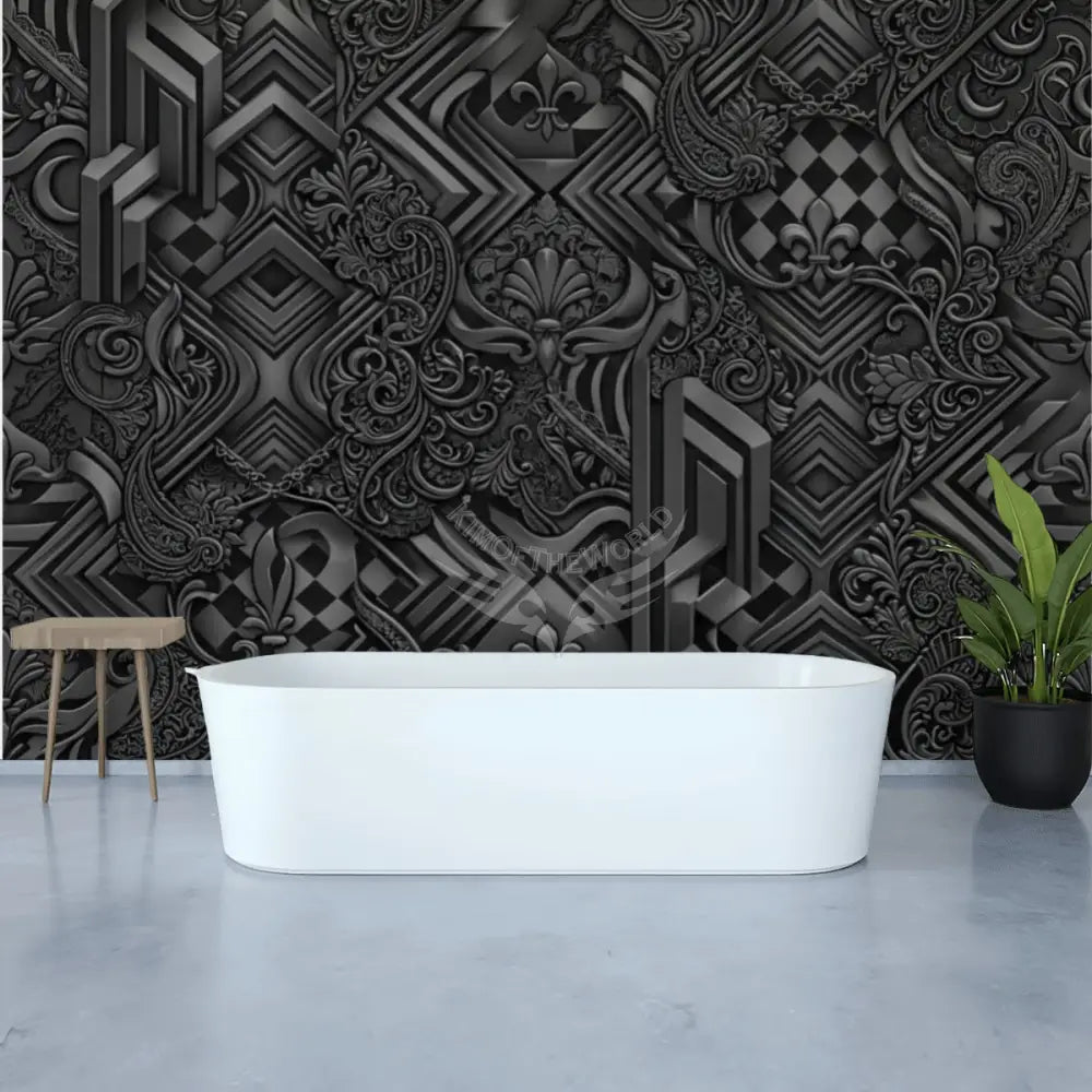 Black 3D Geometric Unpasted Mural Wallpaper 144’’x100’’ 144’’x100’’ Wall Coverings
