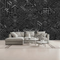 Black 3D Geometric Unpasted Mural Wallpaper 144’’x100’’ 144’’x100’’ Wall Coverings