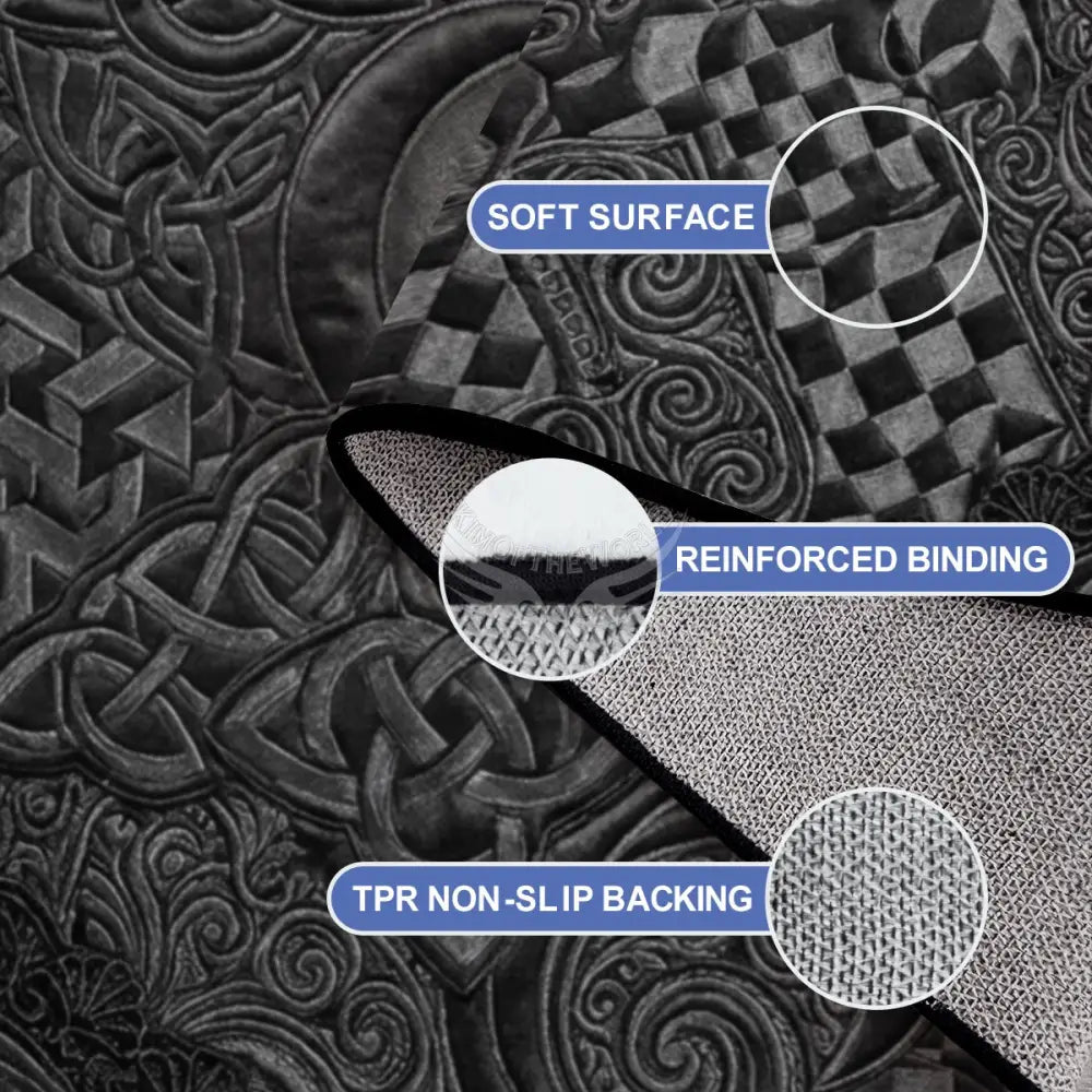 Black 3D MultiLevel Floral Celtic Checkerboard Fleur Ribbon 10 ft x 8 ft Large Area Rug Floor Carpet 120’’x96’’ Rugs &