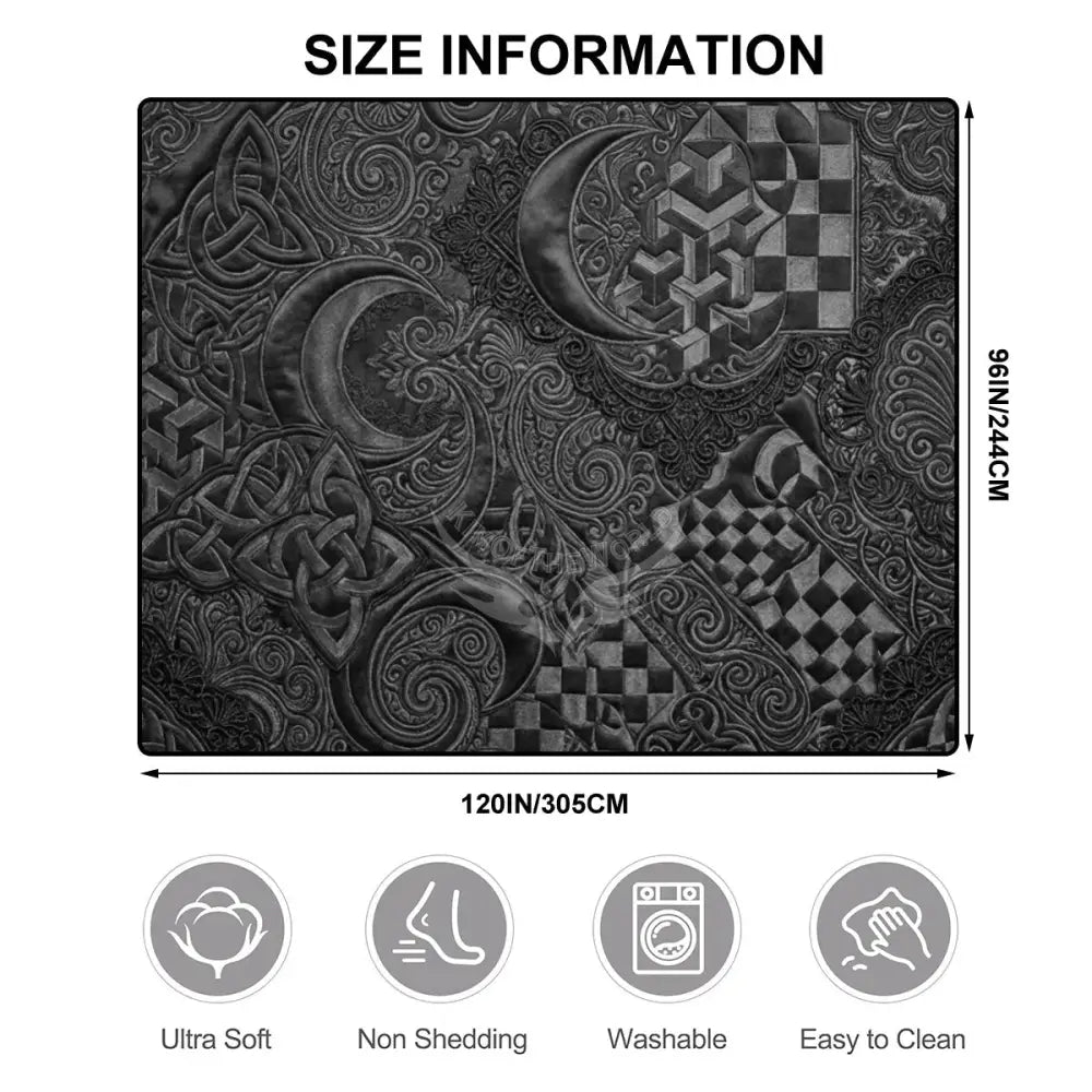 Black 3D MultiLevel Floral Celtic Checkerboard Fleur Ribbon 10 ft x 8 ft Large Area Rug Floor Carpet 120’’x96’’ Rugs &