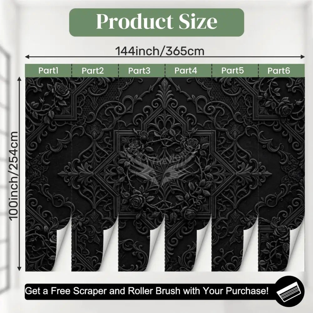 Black 3D Star npasted Mural Wallpaper 144’’x100’’ 144’’x100’’ Wall Coverings