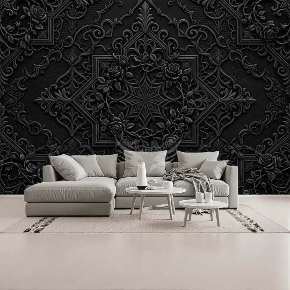 Black 3D Star npasted Mural Wallpaper 144’’x100’’ 144’’x100’’ Wall Coverings