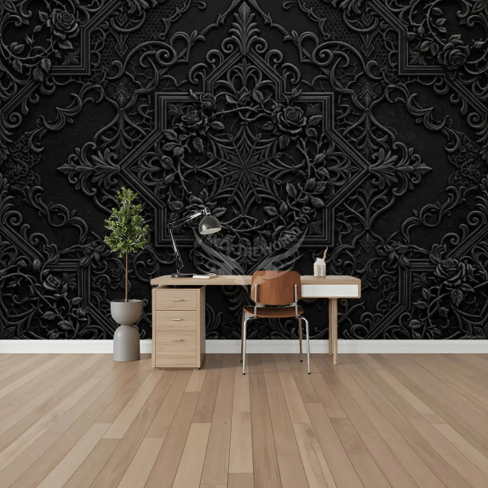Black 3D Star npasted Mural Wallpaper 144’’x100’’ 144’’x100’’ Wall Coverings