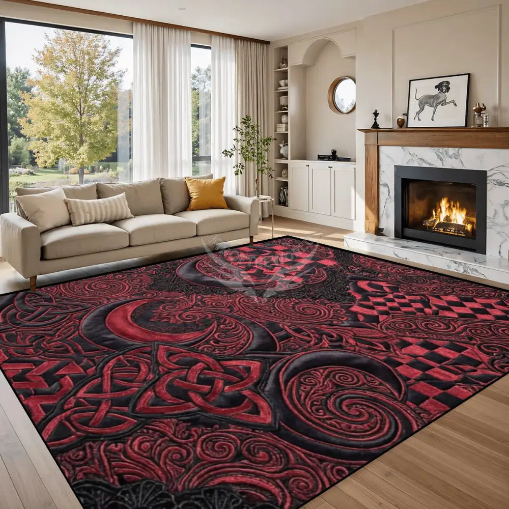 Black and Red Celtic Moon 10 ft x 8 ft Large Area Rug Floor Carpet 120’’x96’’ Rugs & Mats
