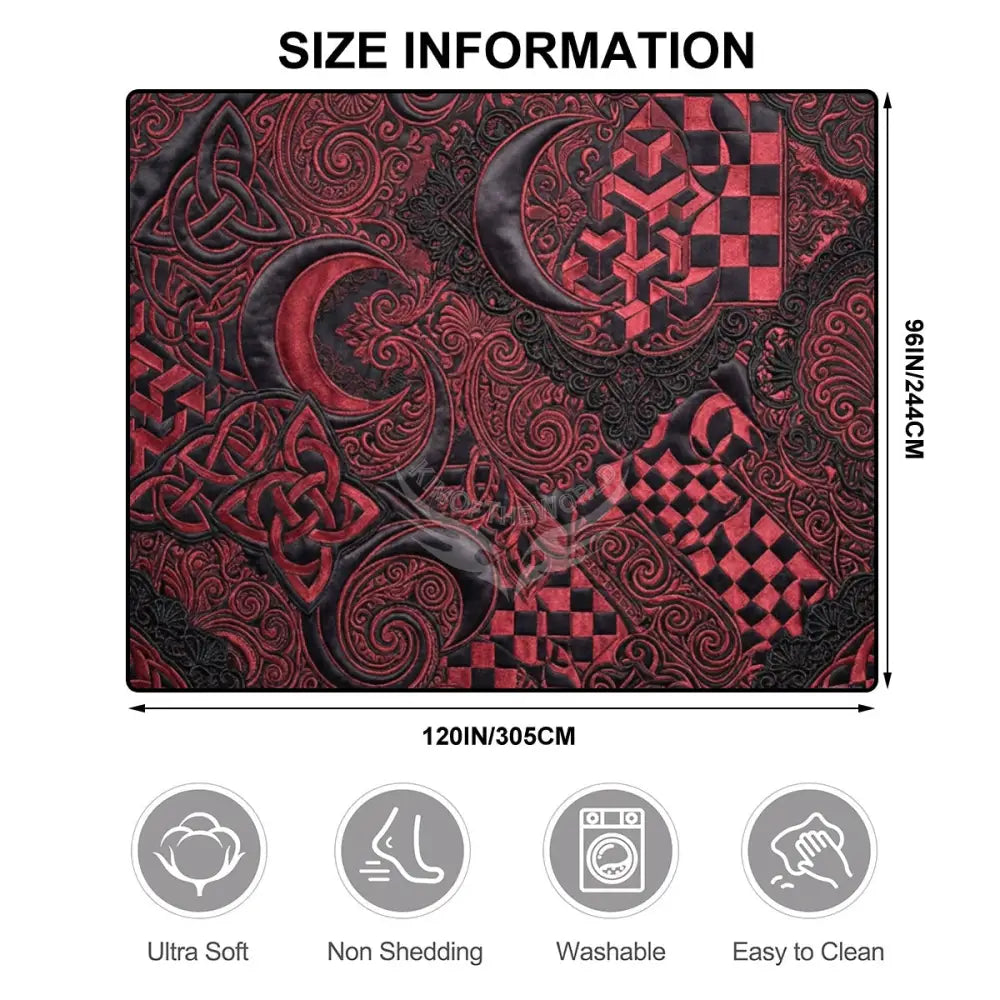 Black and Red Celtic Moon 10 ft x 8 ft Large Area Rug Floor Carpet 120’’x96’’ Rugs & Mats