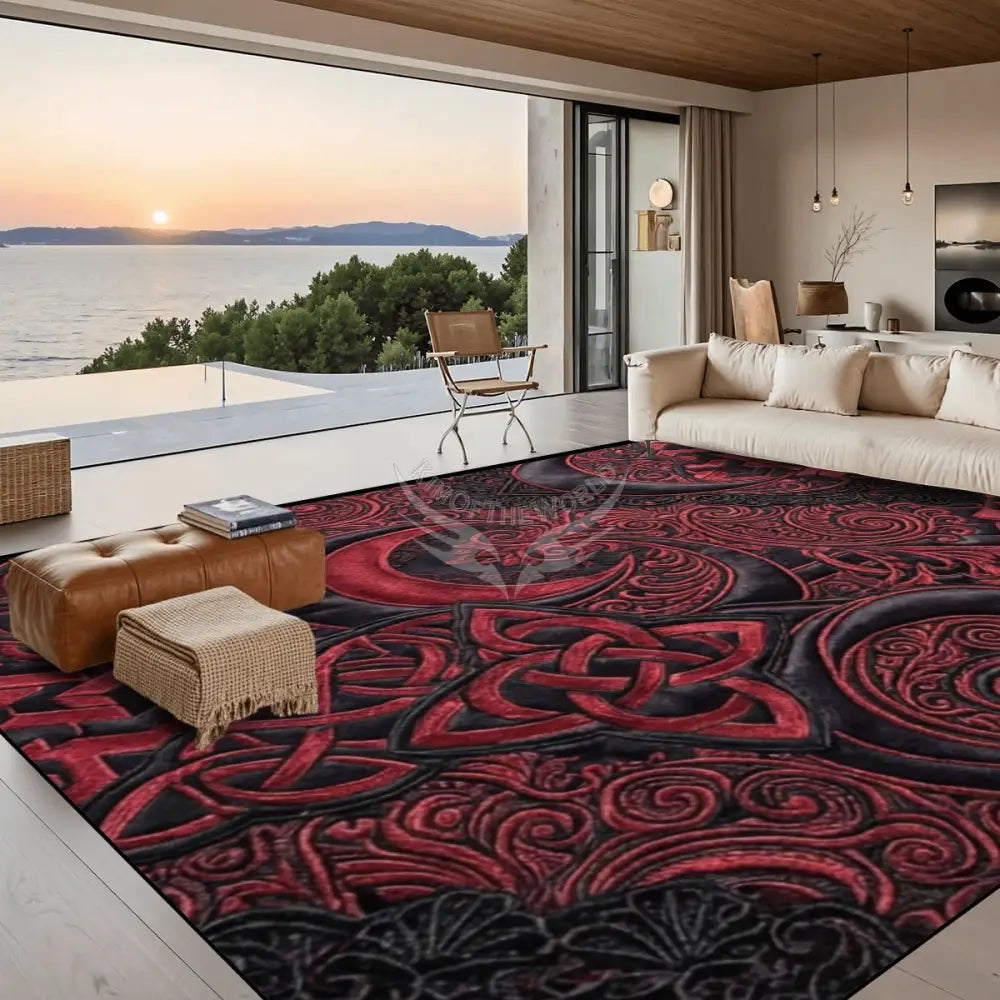 Black and Red Celtic Moon 10 ft x 8 ft Large Area Rug Floor Carpet 120’’x96’’ Rugs & Mats