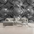 Black and White Stripe 3D Bubbles Unpasted Mural Wallpaper 144’’x100’’ 144’’x100’’ Wall Coverings