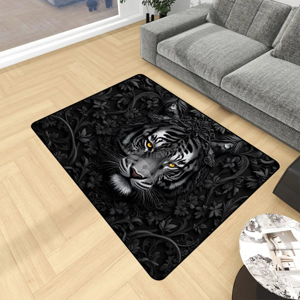 Black and White Tiger 3D Area Rug Floor Carpet 8x5.3 - 96’’x64’’ - Rugs & Mats
