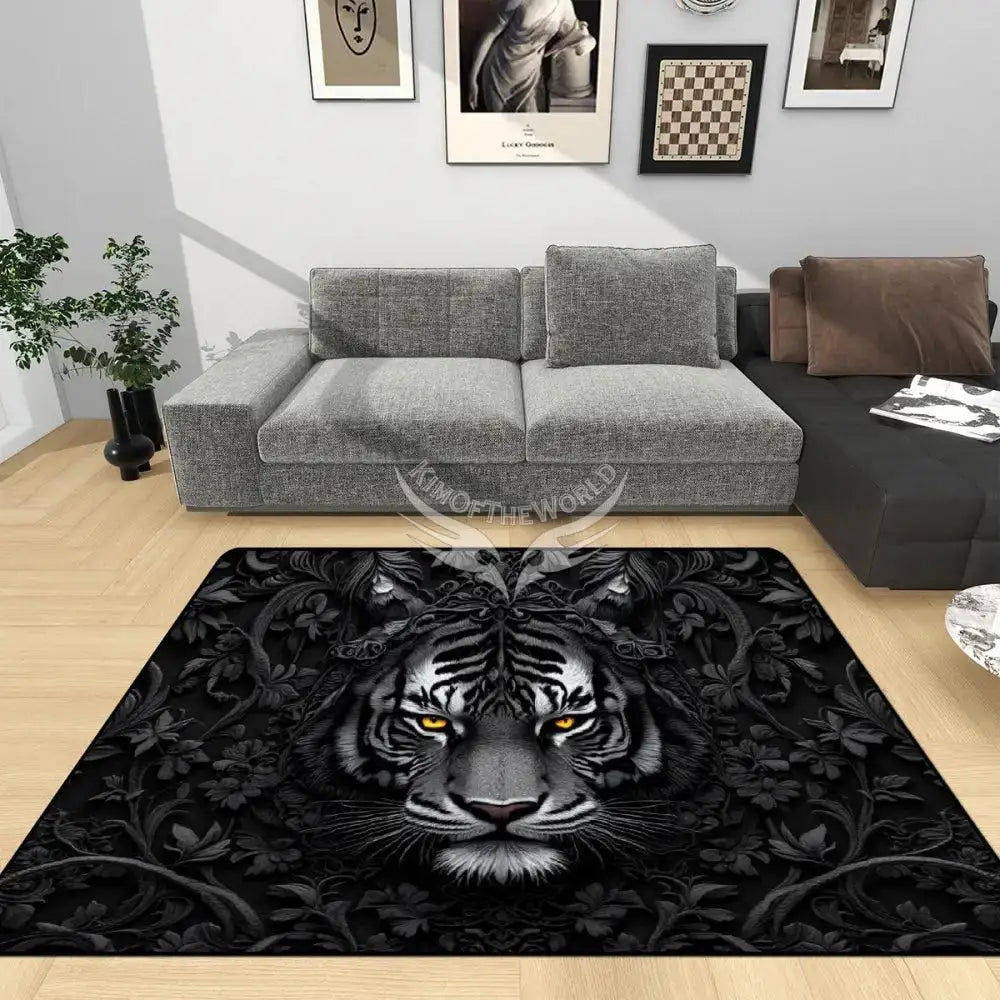 Black and White Tiger 3D Area Rug Floor Carpet 8x5.3 - 96’’x64’’ - Rugs & Mats