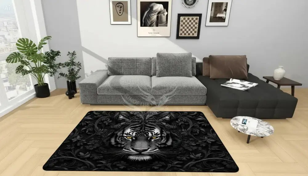 Black and White Tiger 3D Area Rug Floor Carpet 8x5.3 - 96’’x64’’ - Rugs & Mats