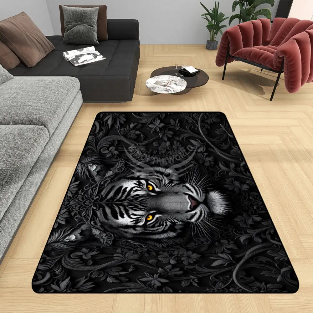 Black and White Tiger 3D Area Rug Floor Carpet 8x5.3 - 96’’x64’’ - Rugs & Mats
