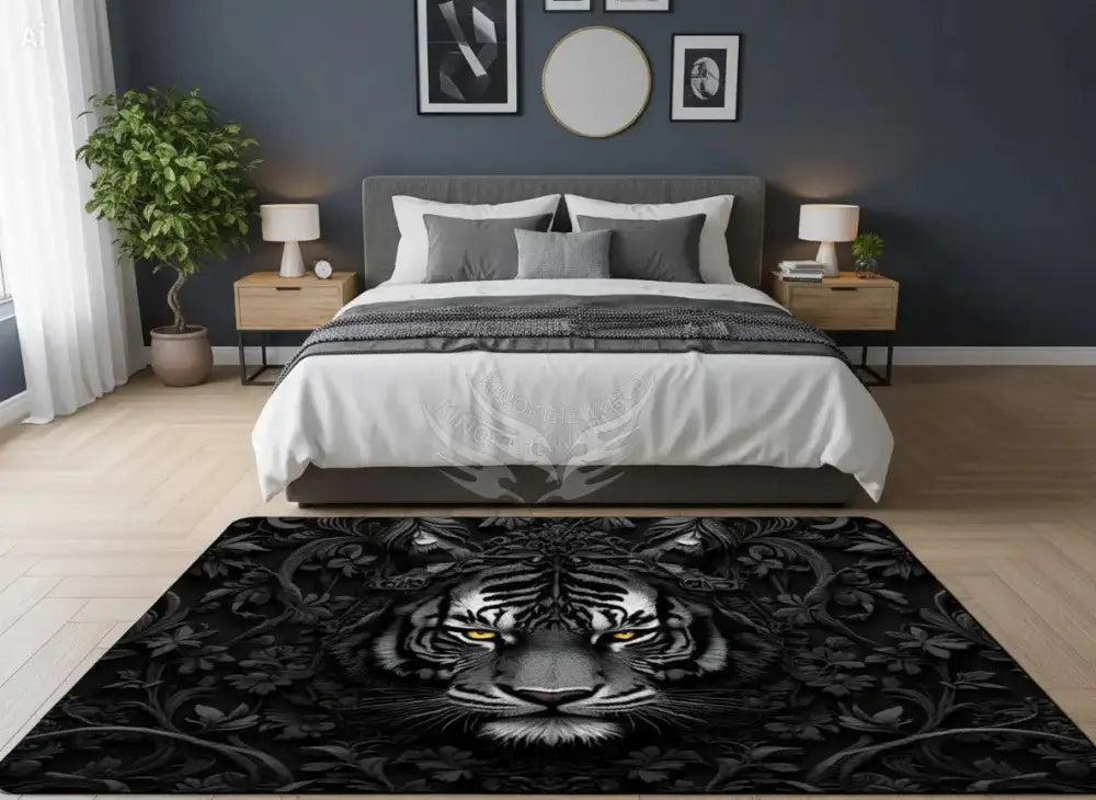 Black and White Tiger 3D Area Rug Floor Carpet 8x5.3 - 96’’x64’’ - Rugs & Mats