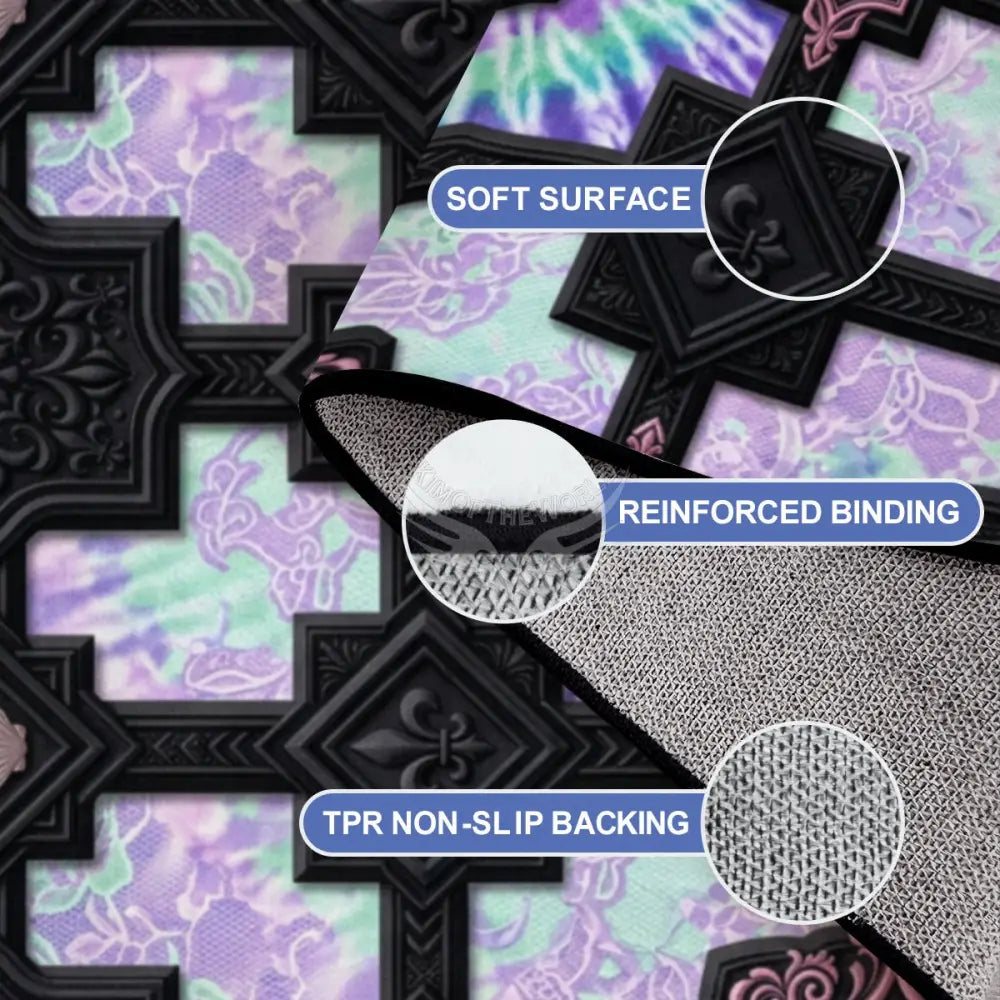 Black Frame Tie Dye Peekaboo 10 ft x 8 ft Large Area Rug Floor Carpet 120’’x96’’ Rugs & Mats