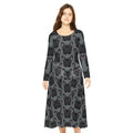Black Frenchie French Bulldog Grey Wallpaper Print Dress – Women’s Long Sleeve AOP L All Over Prints