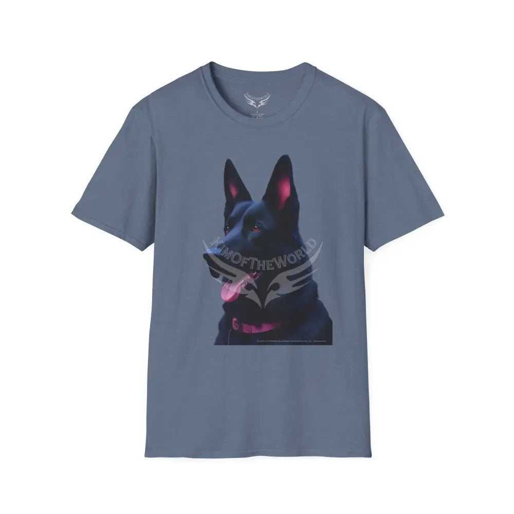Black German Shepherd Parent Tee - Softstyle T-Shirt Heather Indigo / S T-Shirt