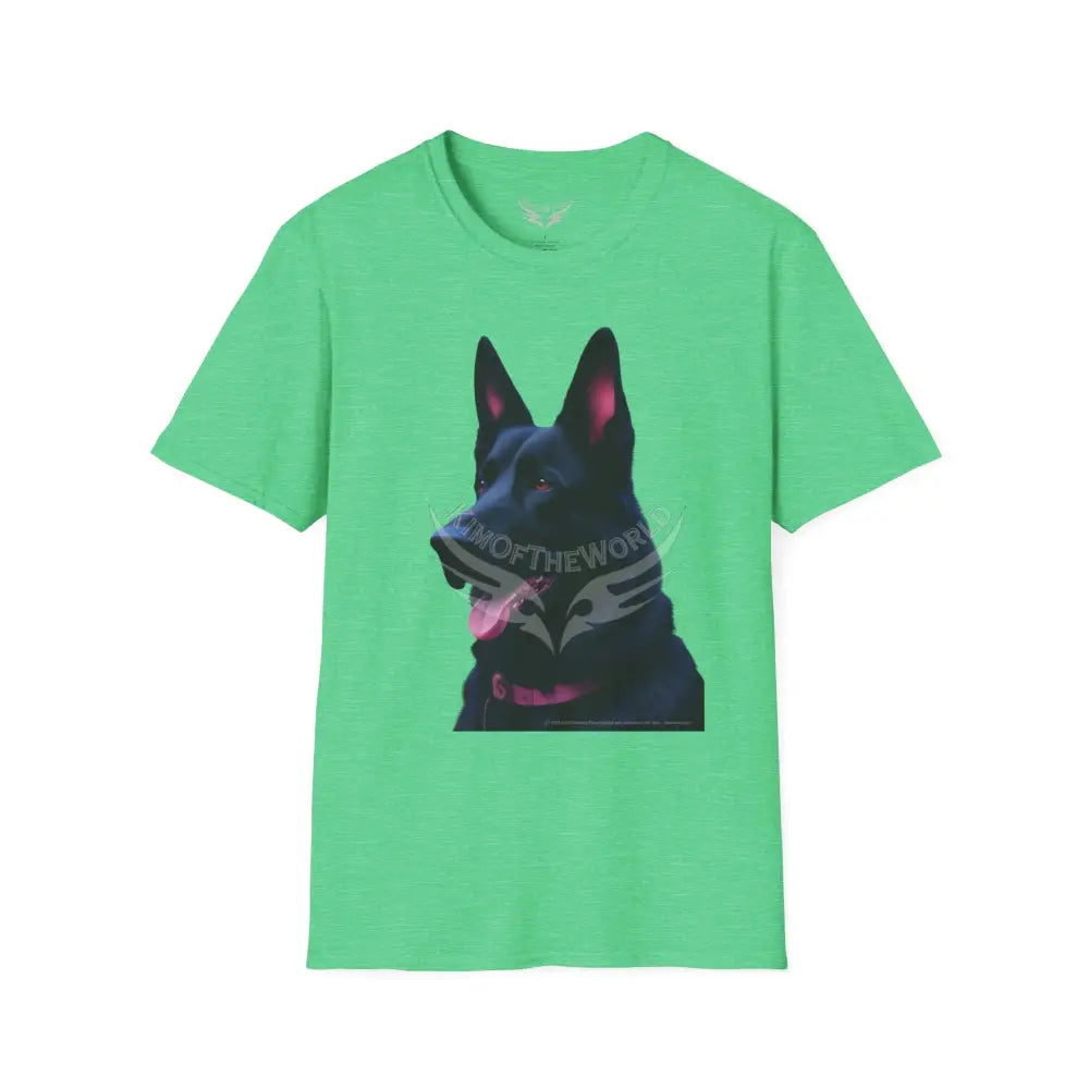 Black German Shepherd Parent Tee - Softstyle T-Shirt Heather Irish Green / S T-Shirt