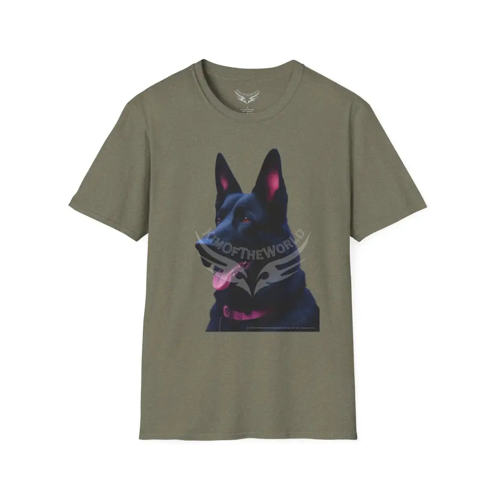 Black German Shepherd Parent Tee - Softstyle T-Shirt Heather Military Green / S T-Shirt